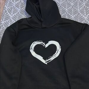Black Hoodie with White Heart Design